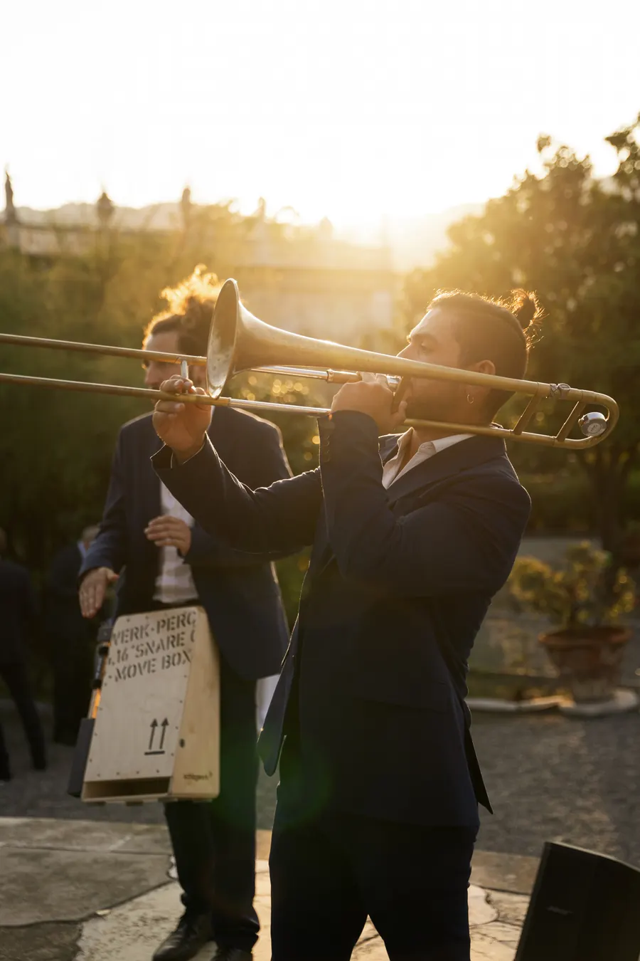 Trombonist at golden hour