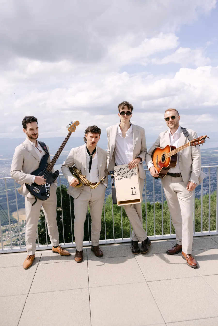 The Supersonics on a terrace above the coast