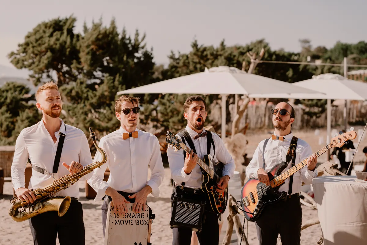 The band by the pool at a corporate reception