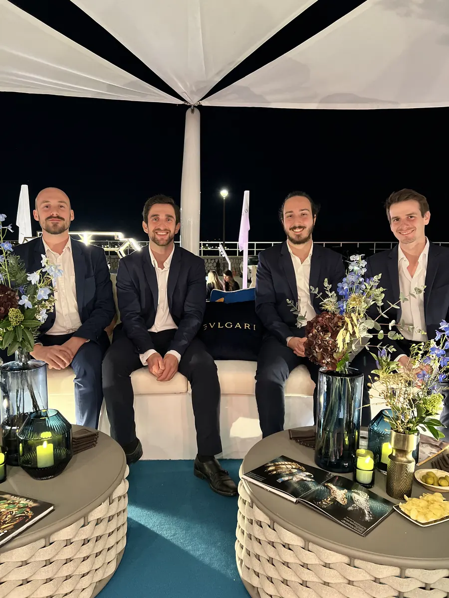 The band in a lounge at a brand evening